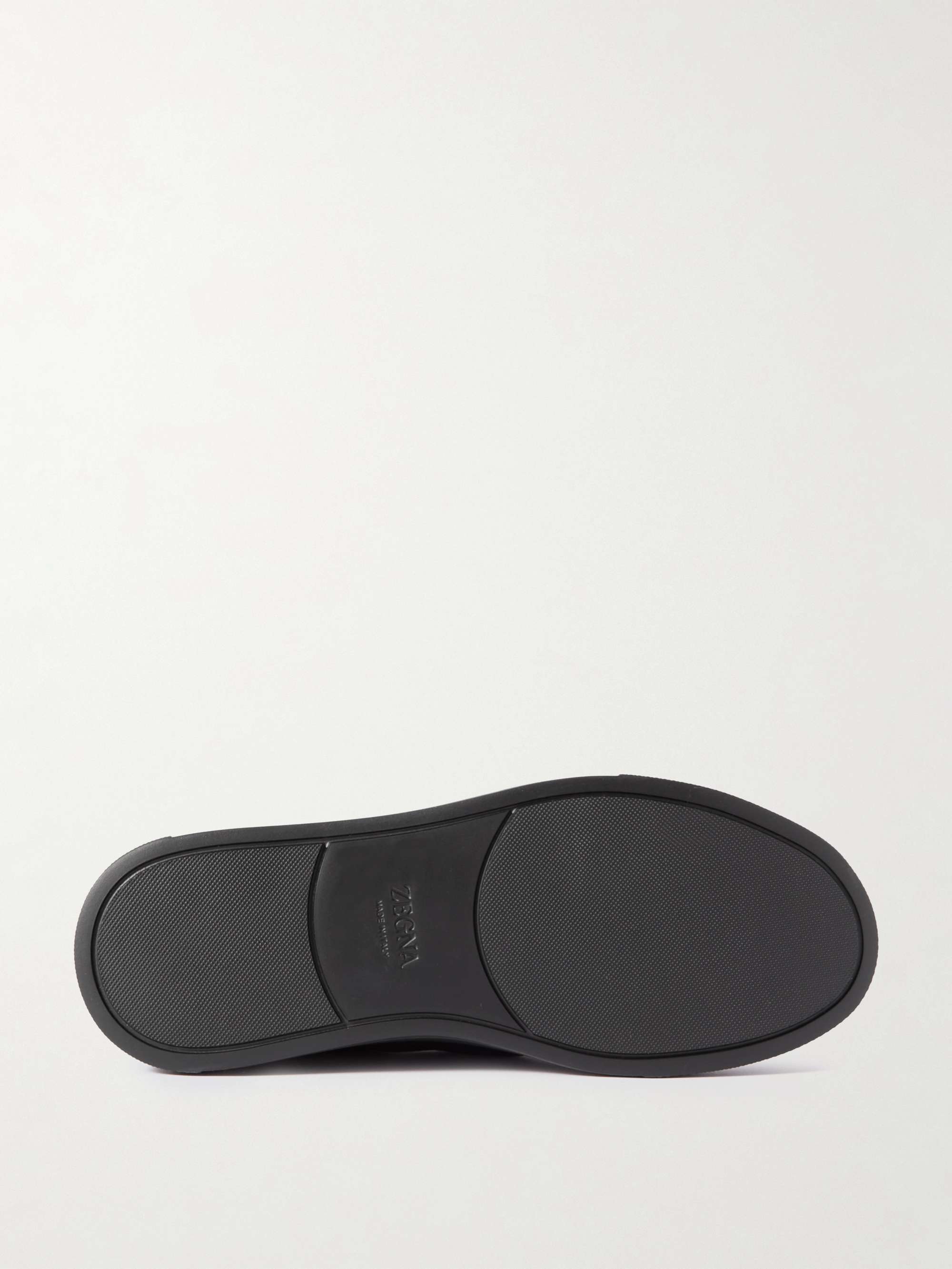 ZEGNA Triple Stitch Full-Grain Leather Sneakers