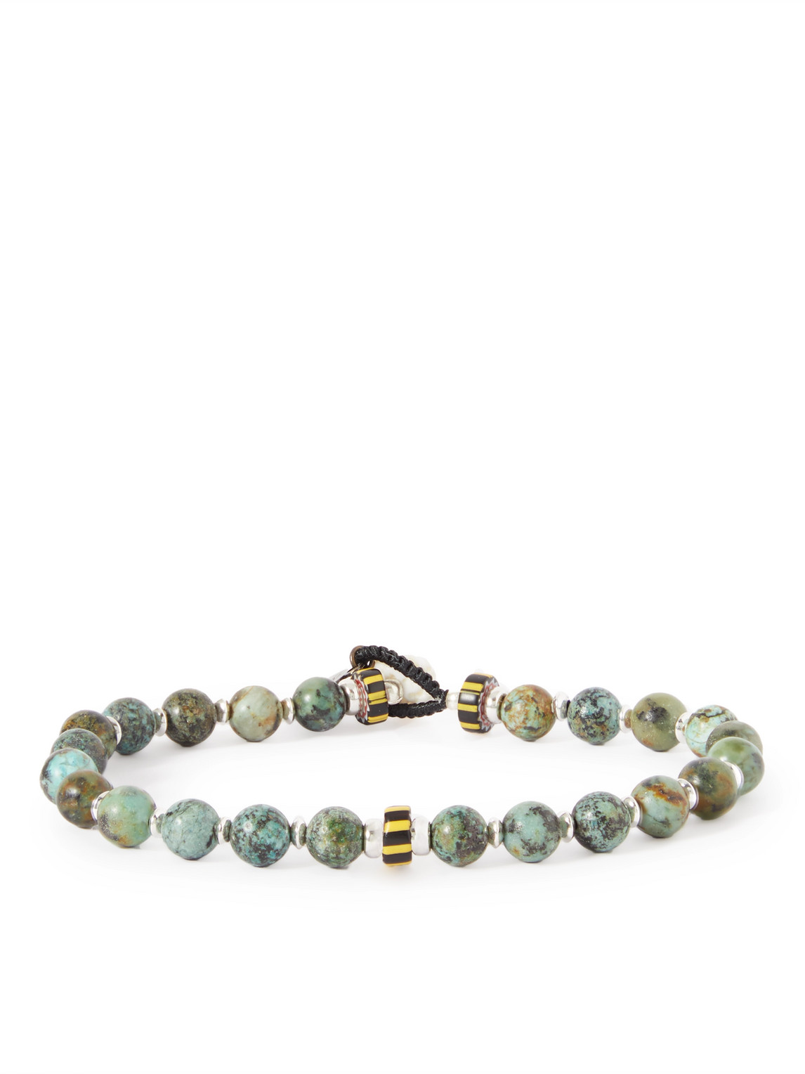 Mikia Silver, Cord, Turquoise And Shell Beaded Bracelet In Green