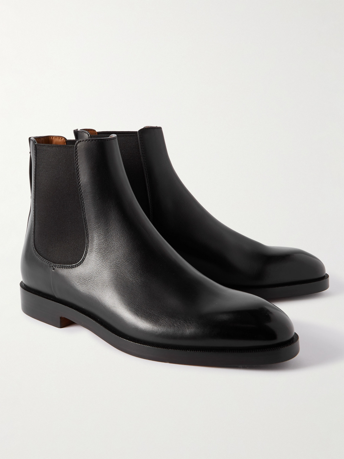 Shop Zegna Torino Leather Chelsea Boots In Black