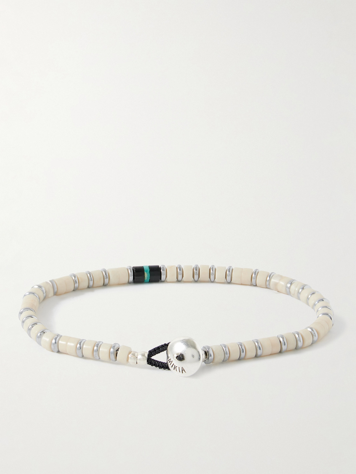Shop Mikia Heishi Silver Multi-stone Bracelet In Neutrals