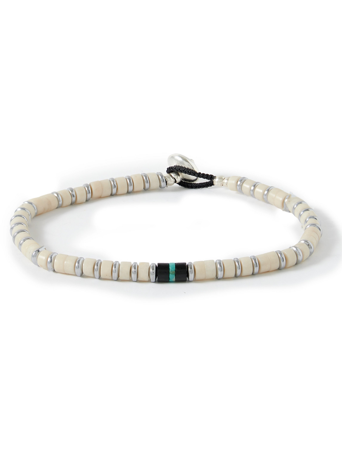 Mikia Heishi Silver Multi-stone Bracelet In Neutrals