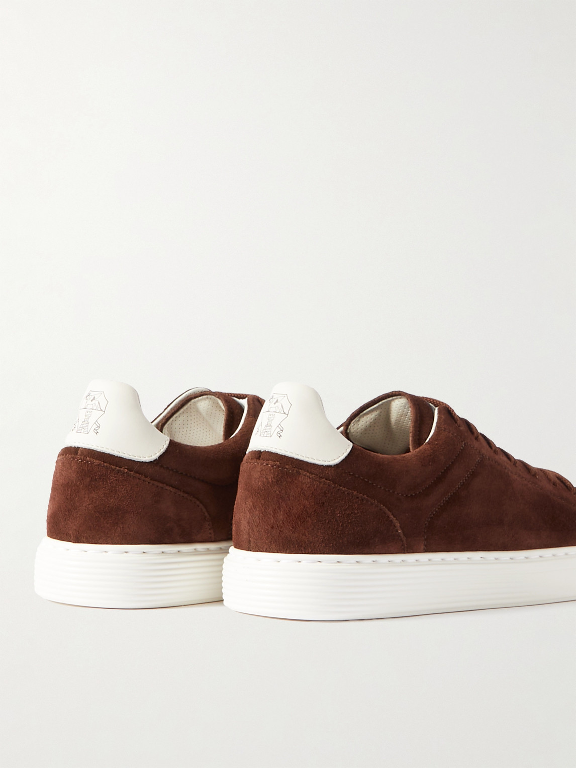 Shop Brunello Cucinelli Urano Leather-trimmed Suede Sneakers In Brown
