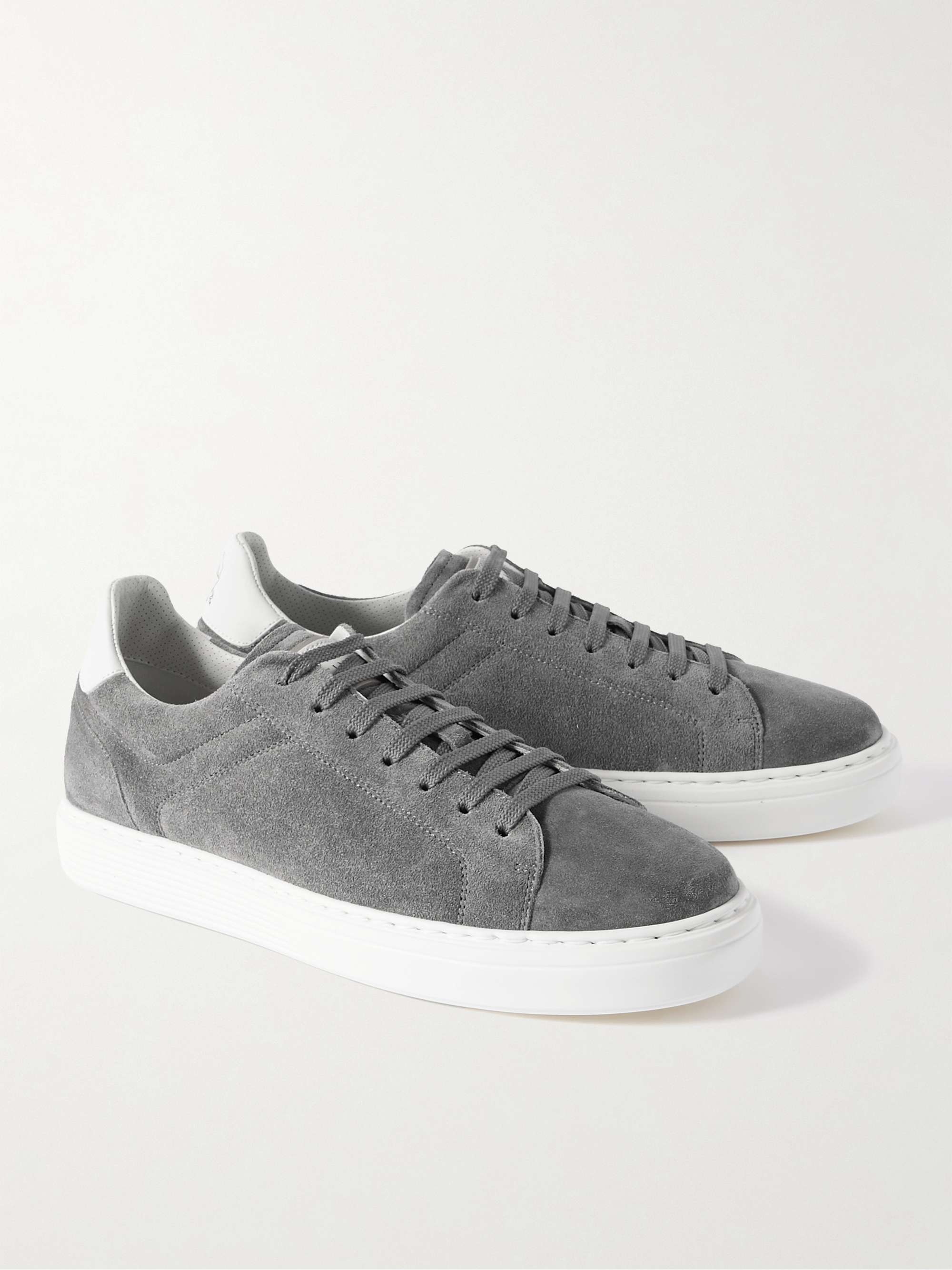 BRUNELLO CUCINELLI Urano Leather-Trimmed Suede Sneakers for Men | MR PORTER