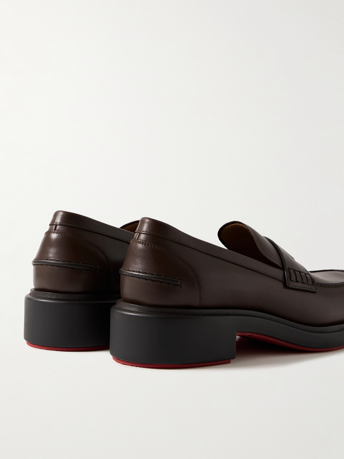 Shop Christian Louboutin Urbino Moc Leather Penny Loafers In Brown