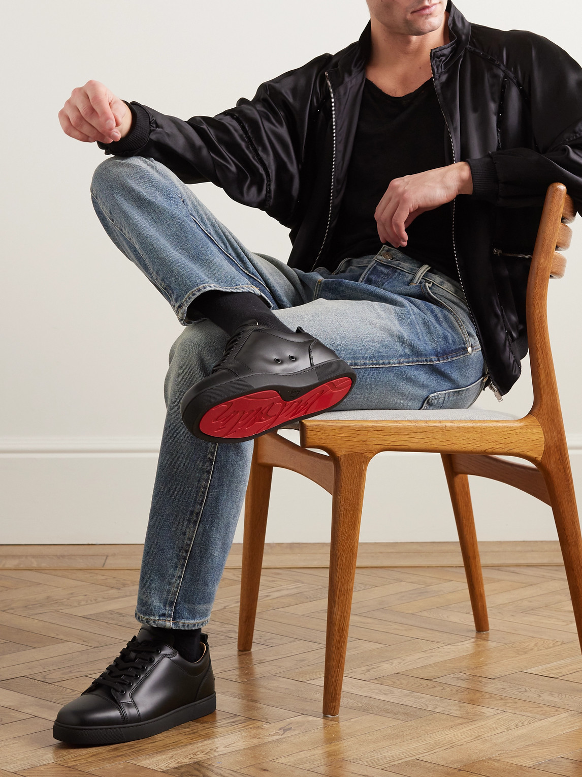Christian Louboutin Louis Junior Suede And Leather-trimmed Ripstop Sneakers In Black