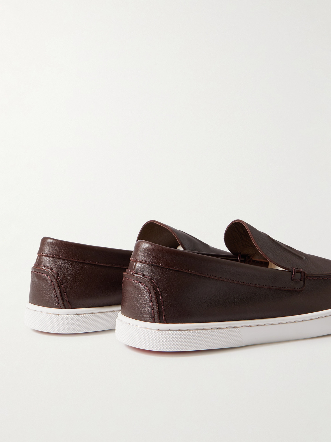 Christian Louboutin Varsiboat Logo-embossed Leather Loafers In Brown