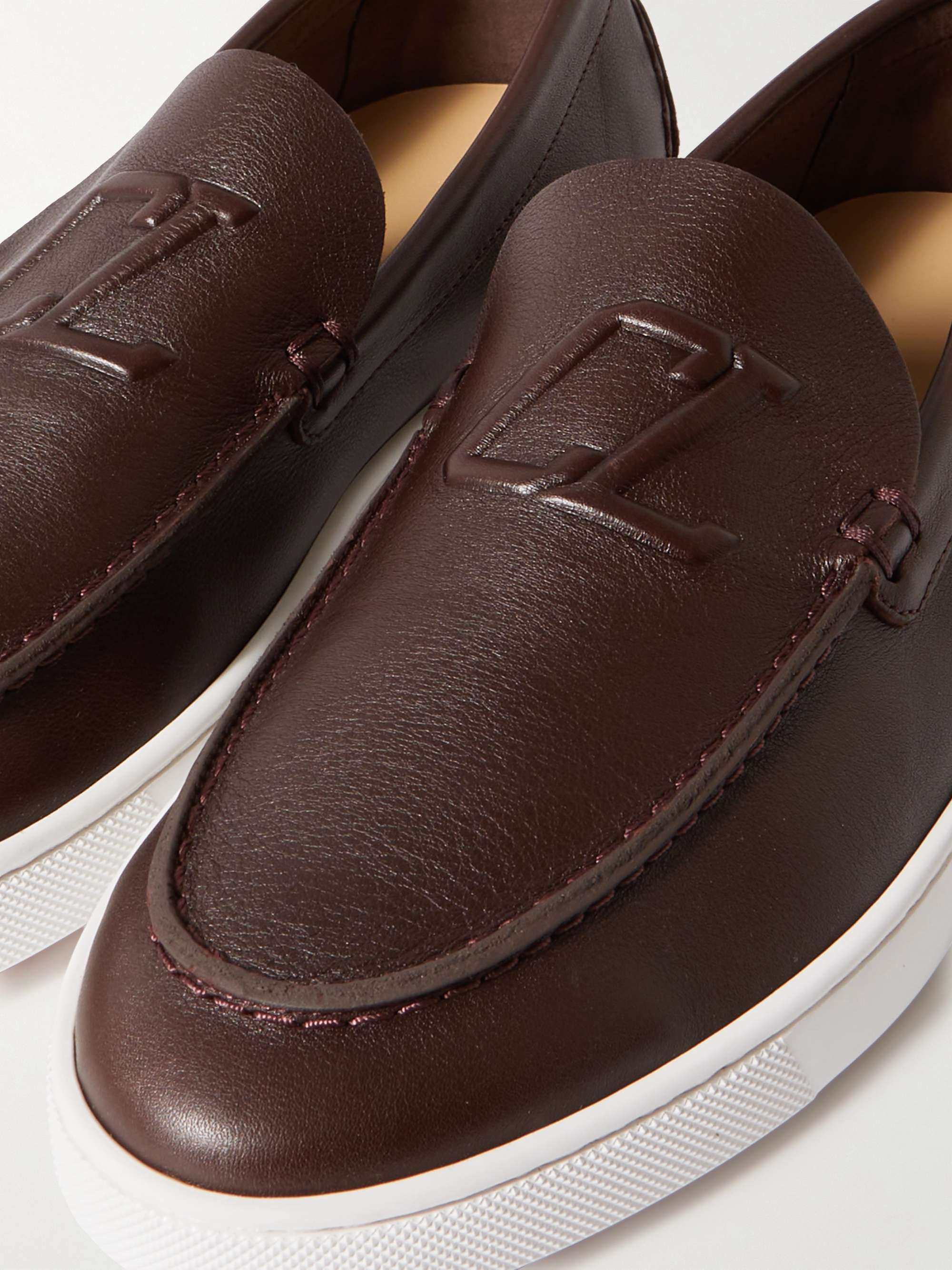 CHRISTIAN LOUBOUTIN Varsiboat Logo Embossed Leather Loafers for Men MR PORTER