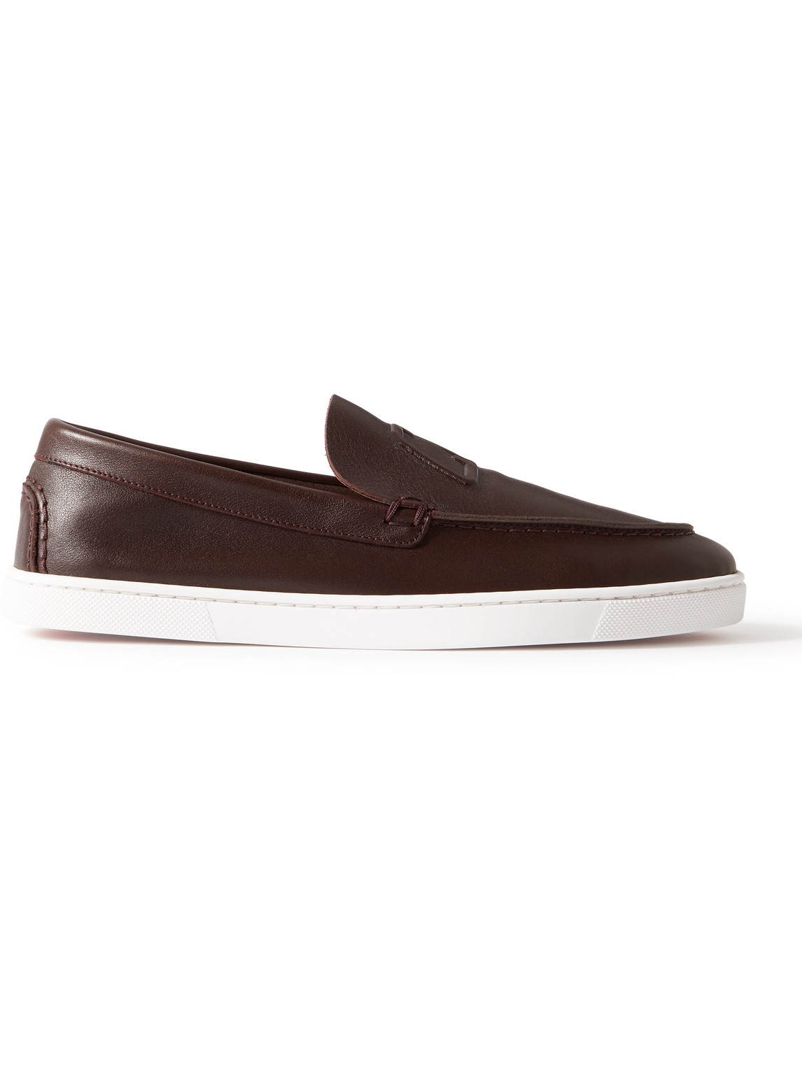 Christian Louboutin Varsiboat Logo-embossed Leather Loafers In Brown