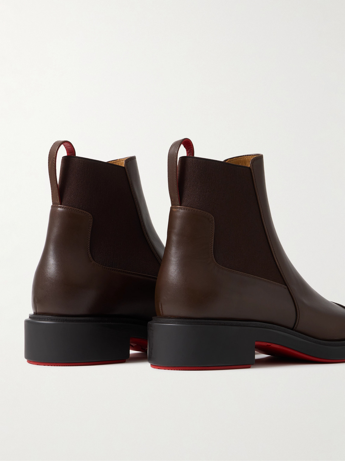Shop Christian Louboutin Urbino Leather Chelsea Boots In Brown