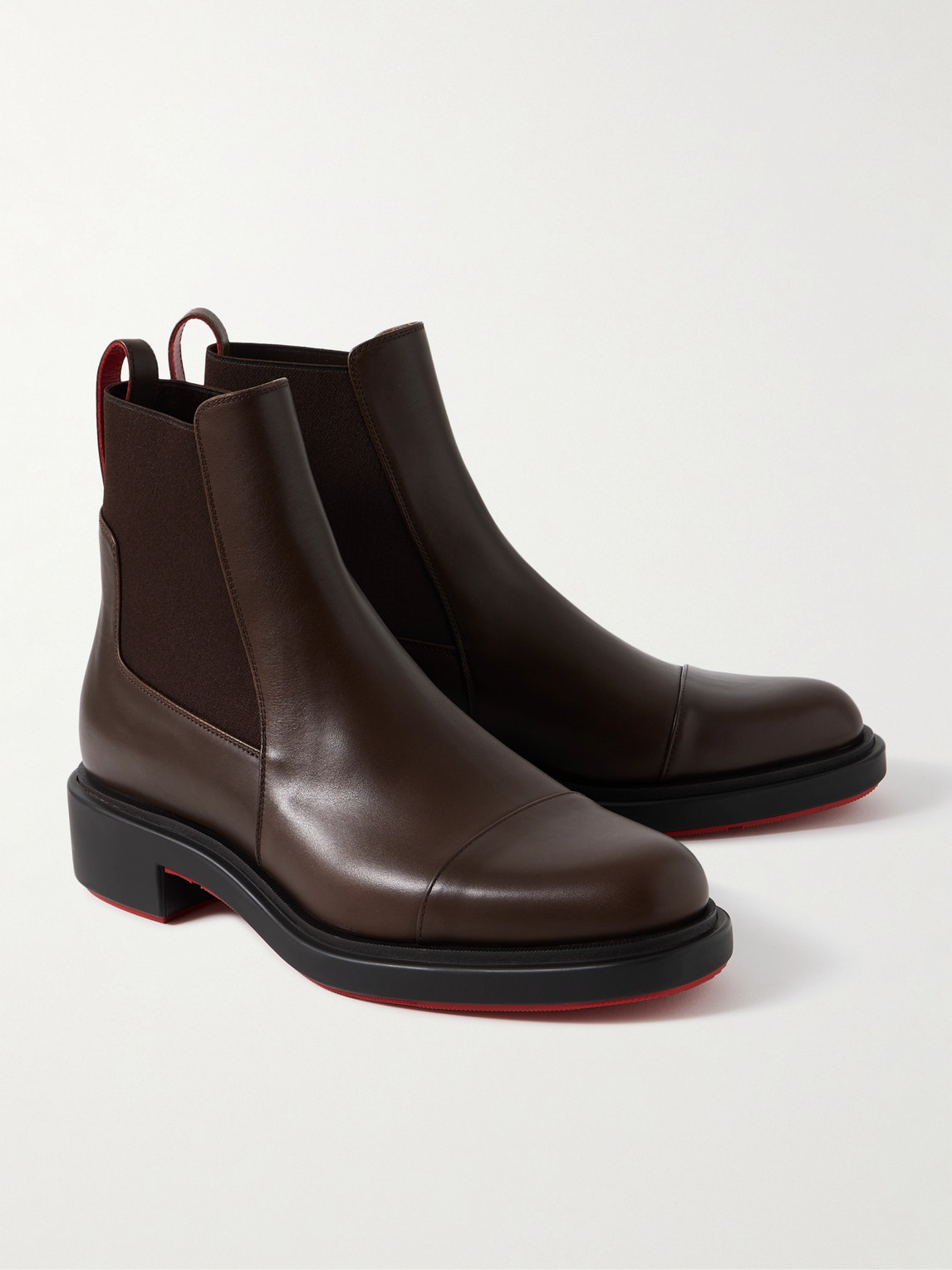 Shop Christian Louboutin Urbino Leather Chelsea Boots In Brown