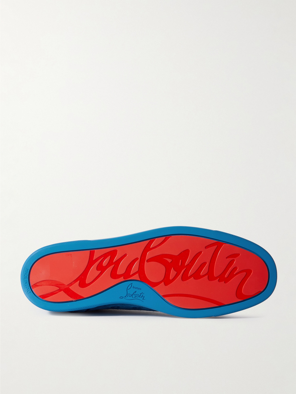 Shop Christian Louboutin Louis Logo-embellished Grosgrain-trimmed Suede High-top Sneakers In Blue