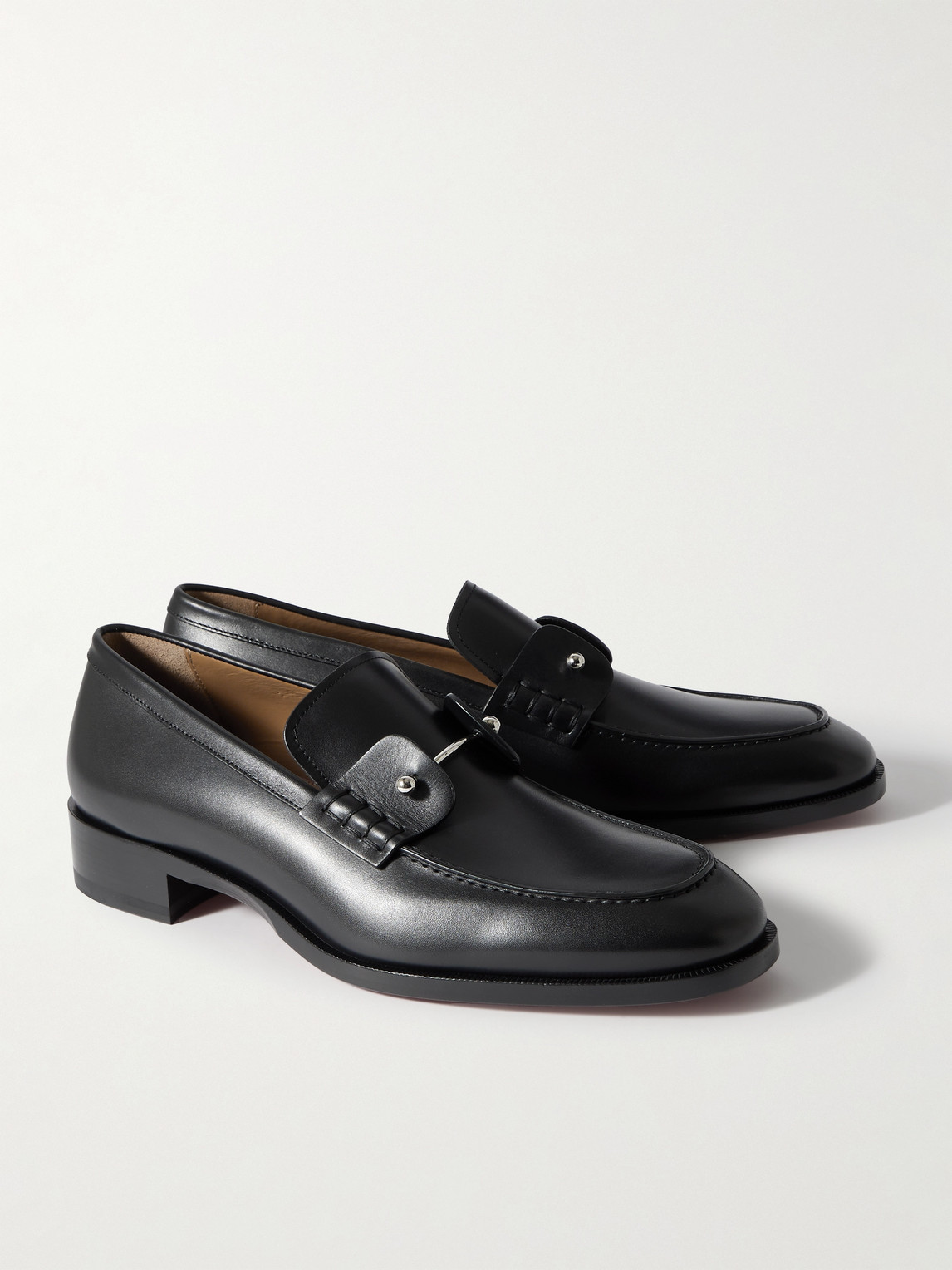 Shop Christian Louboutin Chambelimoc Leather Loafers In Black