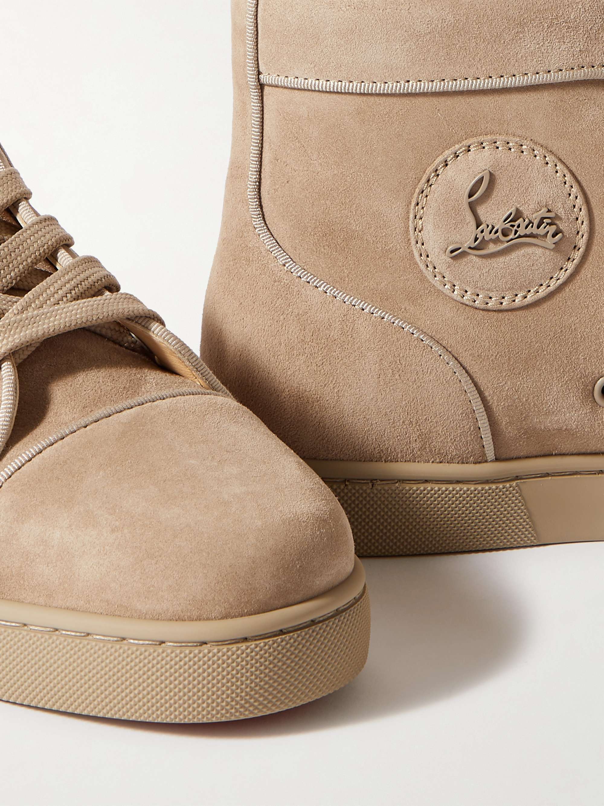 CHRISTIAN LOUBOUTIN Louis Orlato Grosgrain-Trimmed Suede High-Top Sneakers
