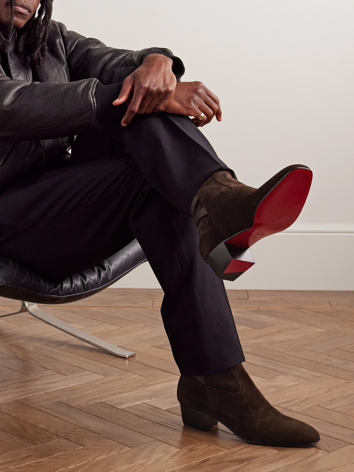 Christian Louboutin Rosalio Jodhpur Buckled Leather-trimmed Suede Chelsea Boots In Brown