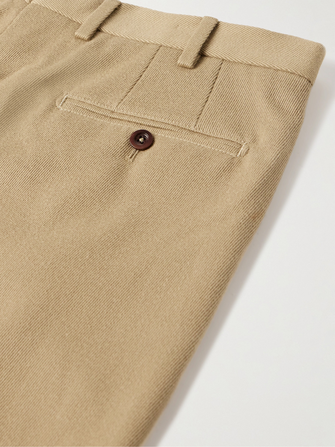 Shop Sid Mashburn Slim-fit Straight-leg Cotton And Cashmere-blend Twill Trousers In Neutrals