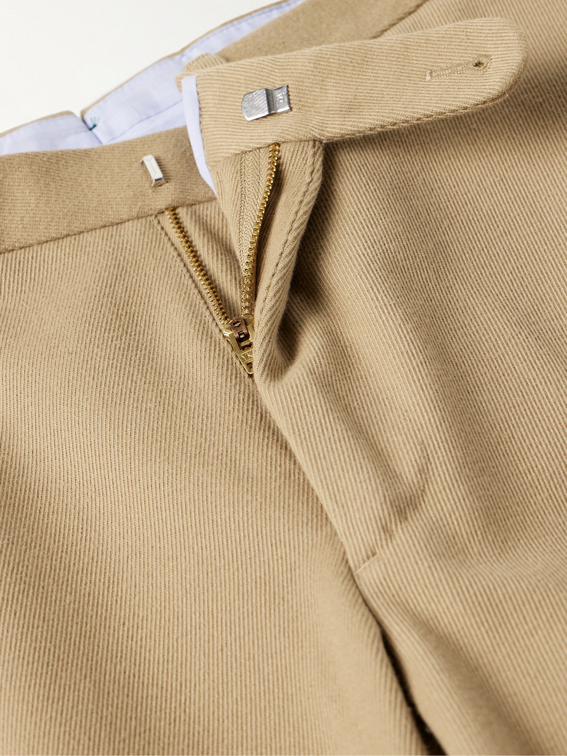 Shop Sid Mashburn Slim-fit Straight-leg Cotton And Cashmere-blend Twill Trousers In Neutrals