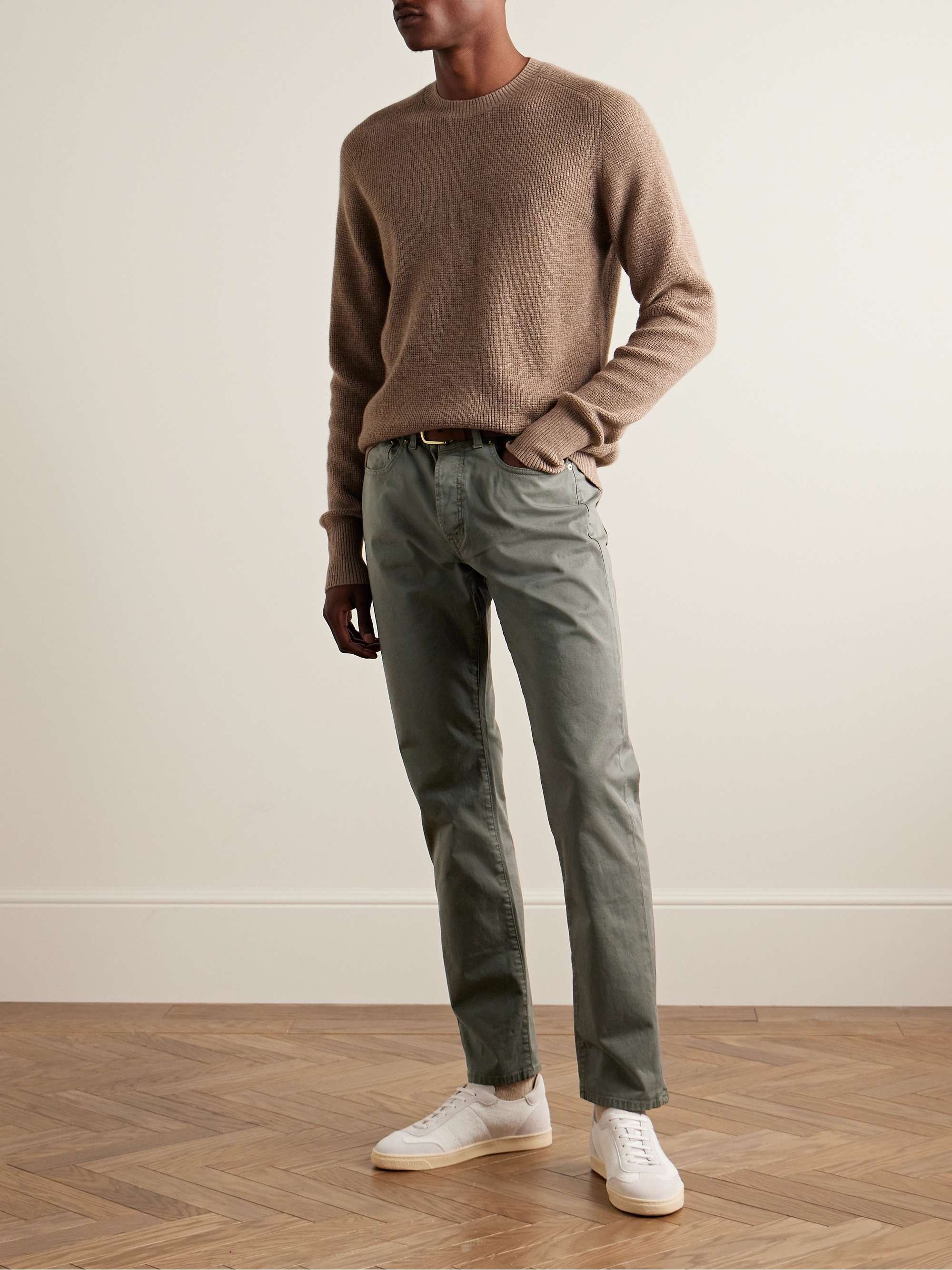 SID MASHBURN Straight-Leg Stretch-Cotton Twill Trousers for Men