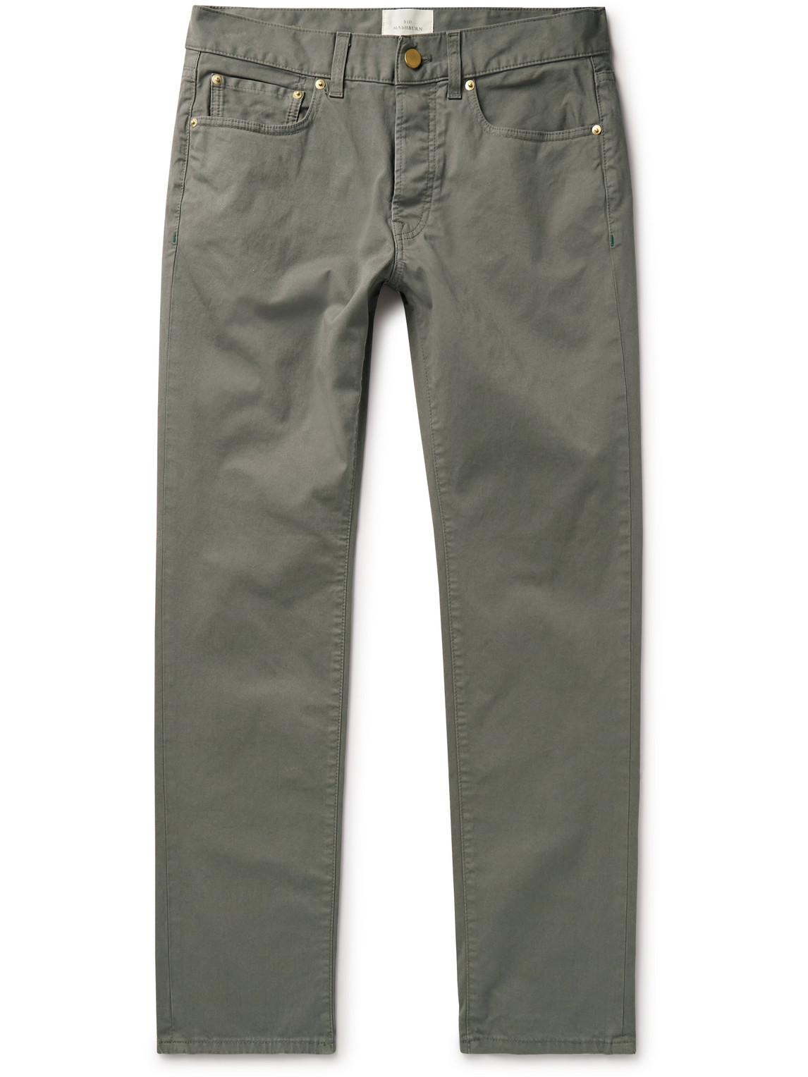 Sid Mashburn Straight-leg Stretch-cotton Twill Trousers In Green