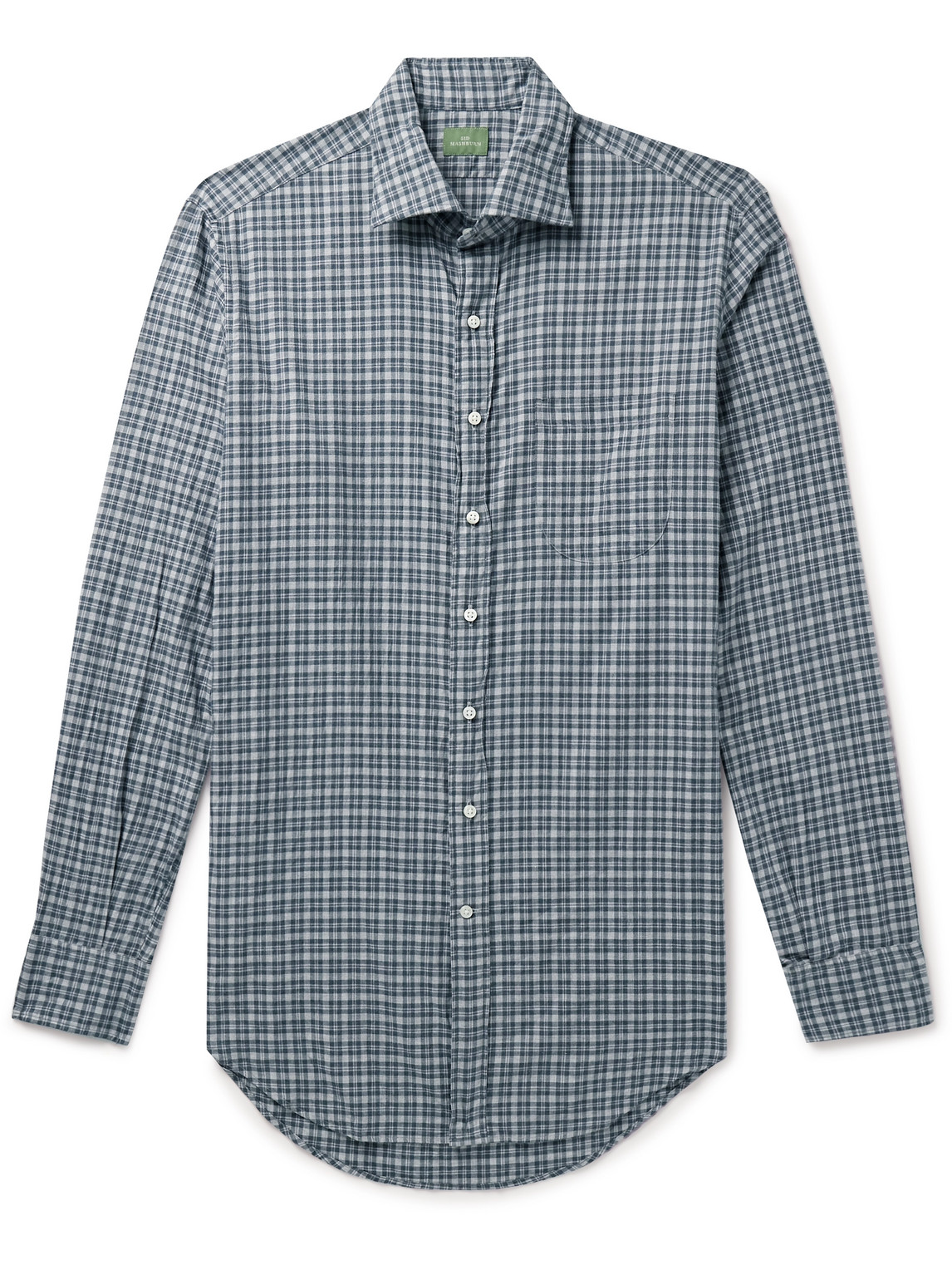 Sid Mashburn Checked Brushed Cotton-twill Shirt In Blue