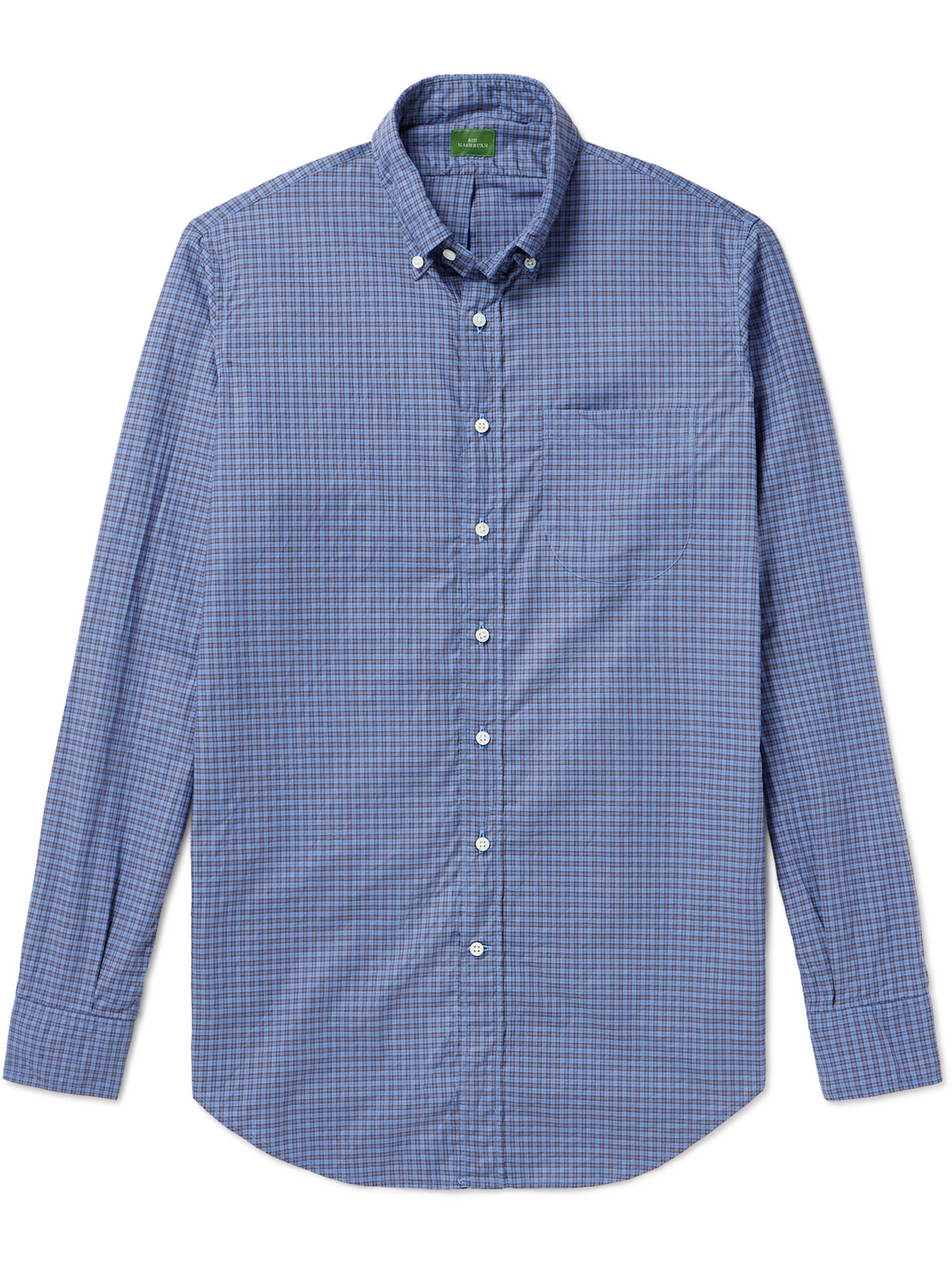 Button-Down Collar Checked Cotton Shirt