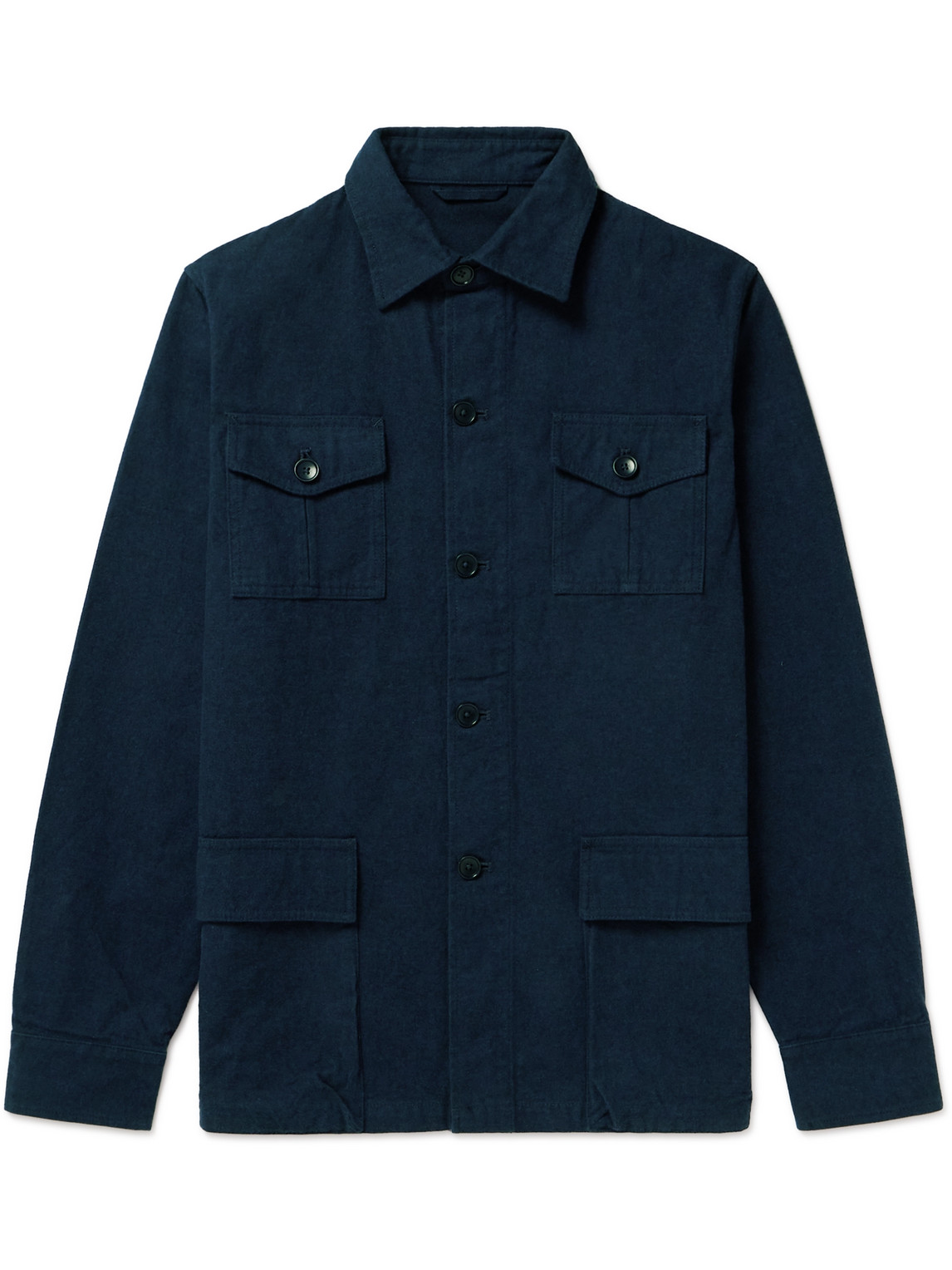 Sid Mashburn Cotton-flannel Overshirt In Blue