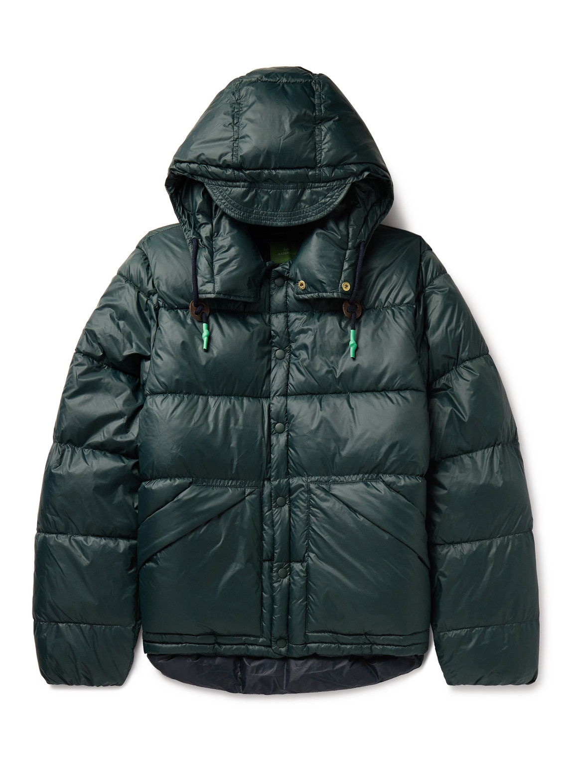 Sid Mashburn Cashball Padded Quilted Nylon Hooded Jacket In Green