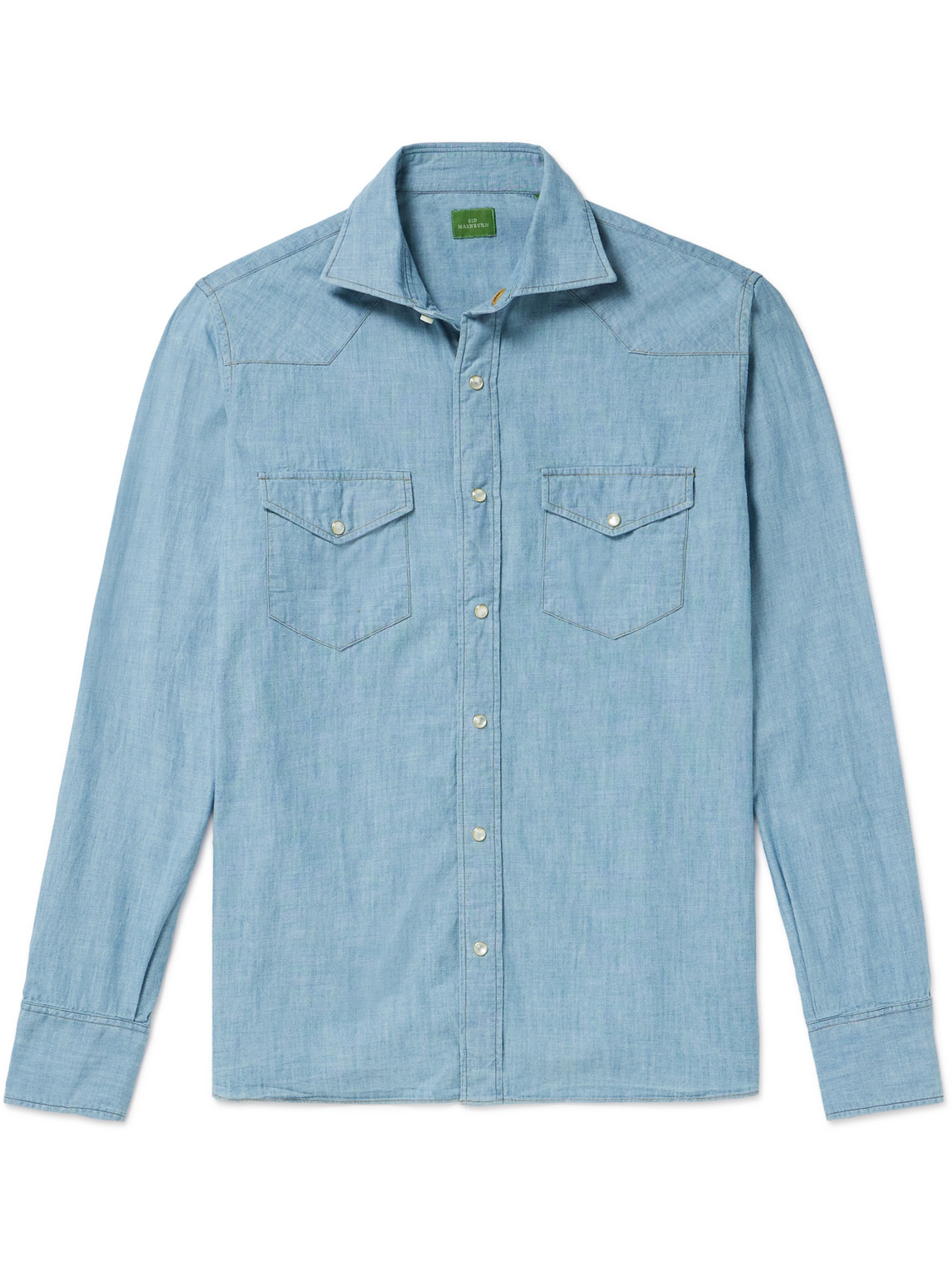 Sid Mashburn Cotton-chambray Western Shirt In Blue