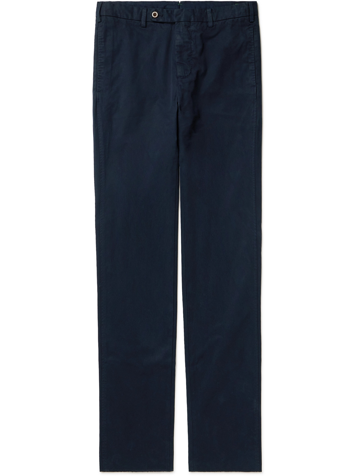 Shop Sid Mashburn Straight-leg Garment-dyed Cotton-twill Trousers In Blue