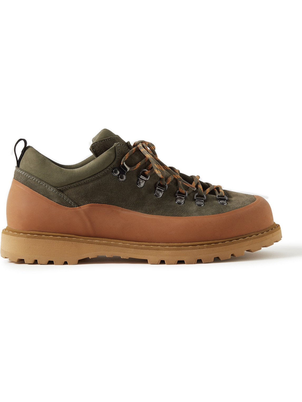 Diemme Roccia Basso Rubber-trimmed Suede Hiking Boots In Green