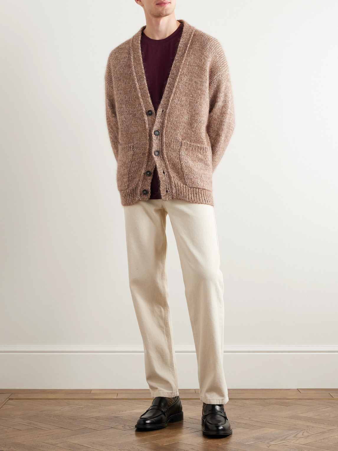 Shop Massimo Alba Wool, Mohair And Silk-blend Cardigan In Brown