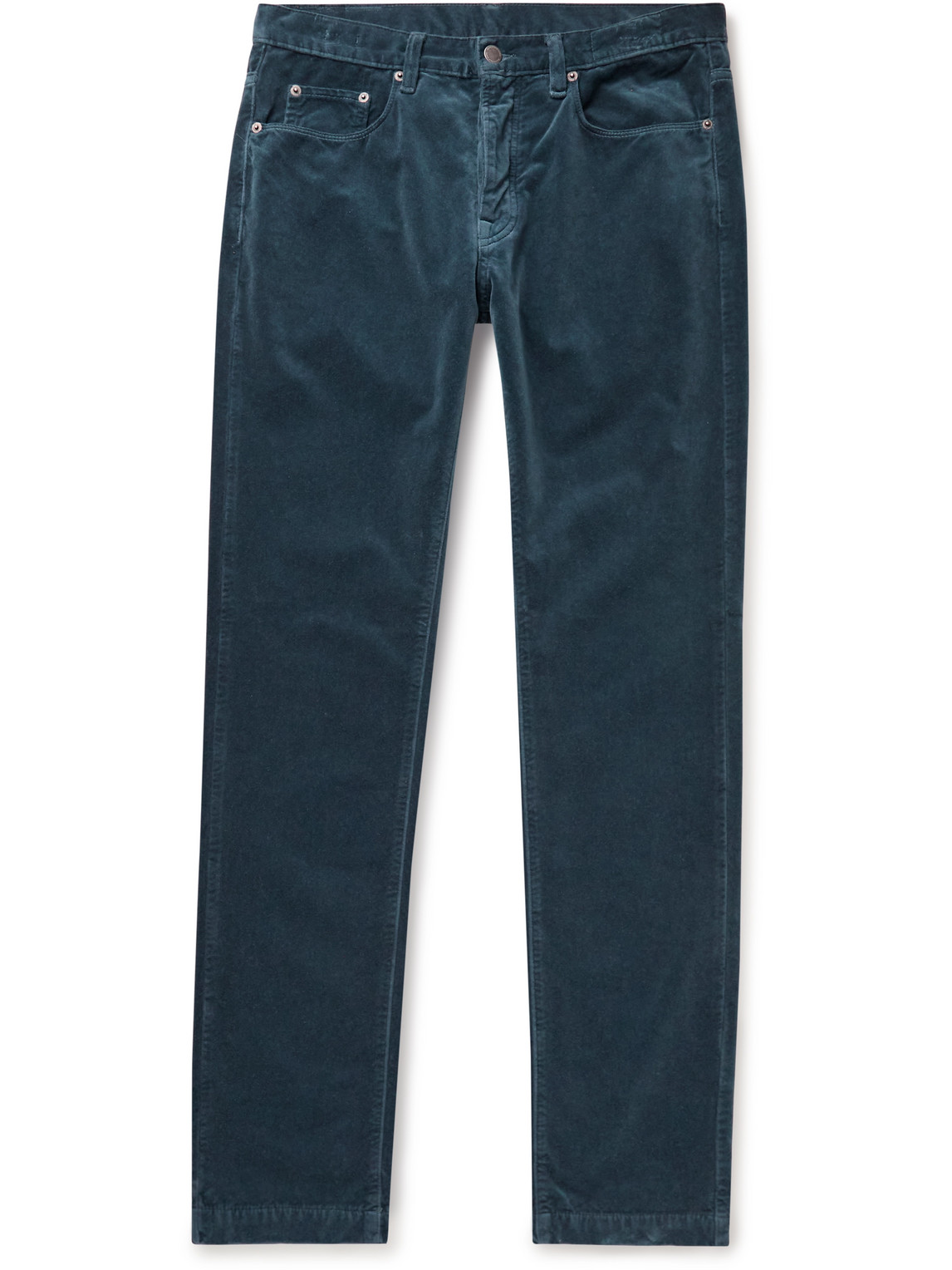 Massimo Alba Alunga Slim-fit Cotton-velvet Trousers In Blue