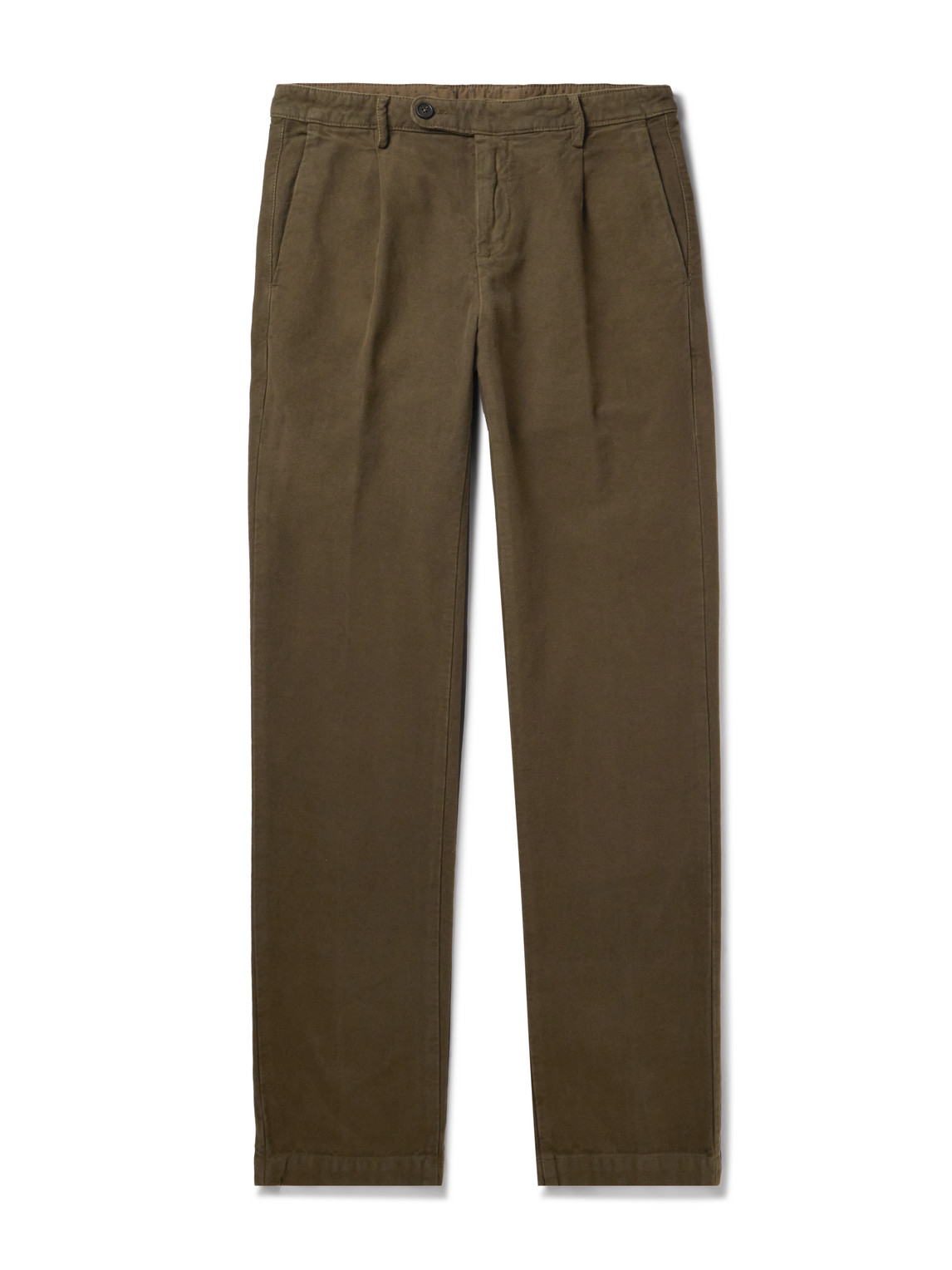 Massimo Alba Ionio2 Straight-leg Pleated Cotton Trousers In Brown