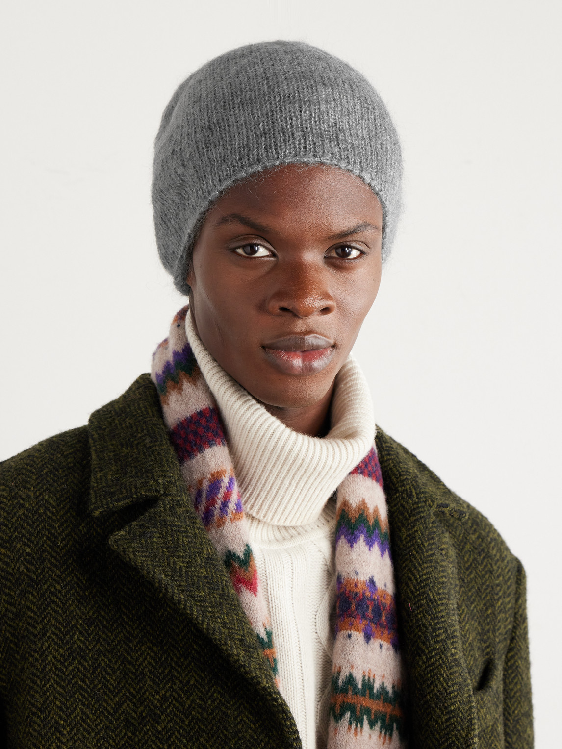 Shop Massimo Alba Clayde Mohair And Silk-blend Beanie In Gray