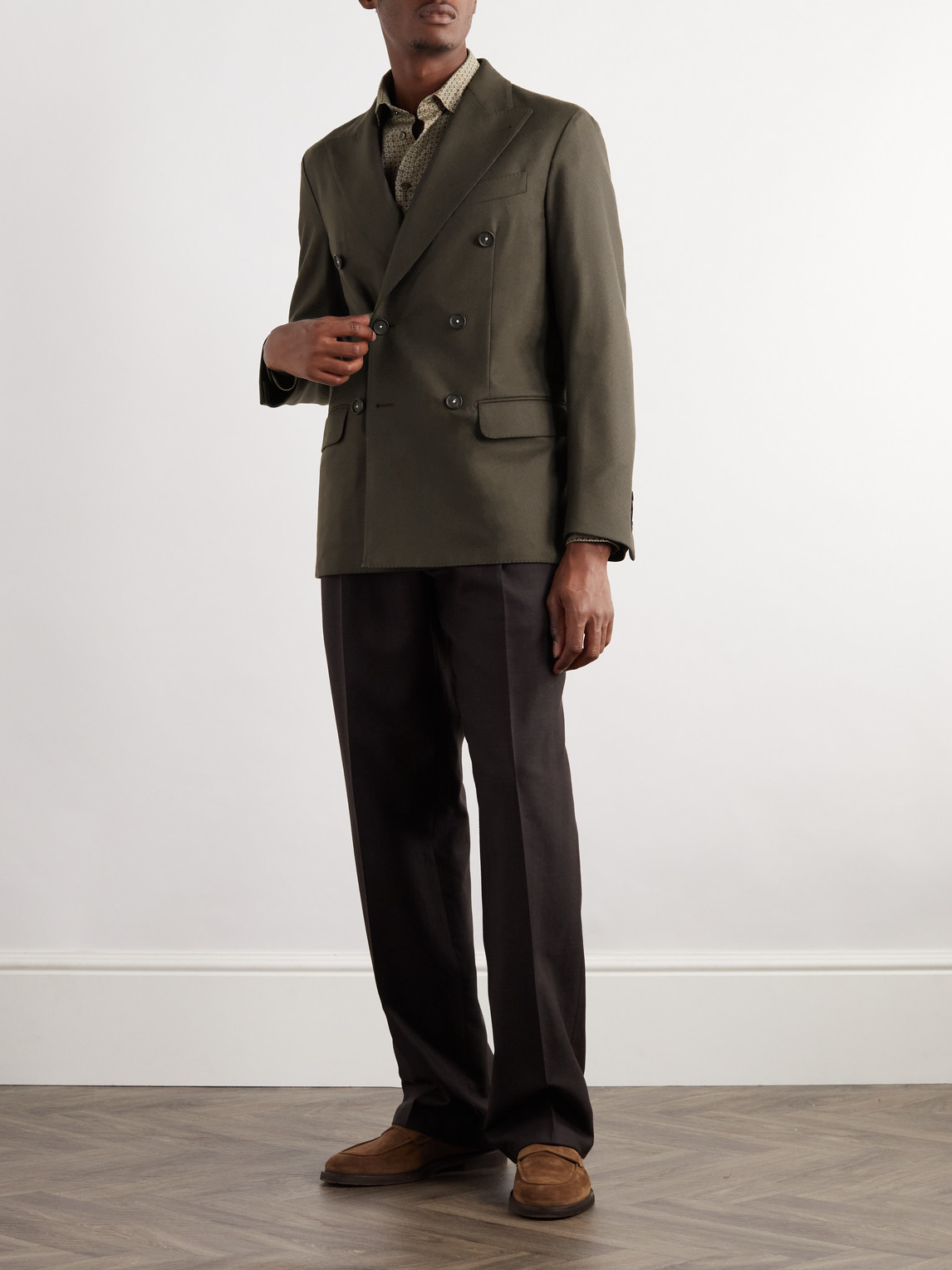 Shop Massimo Alba Monster Double-breasted Wool Blazer In Green