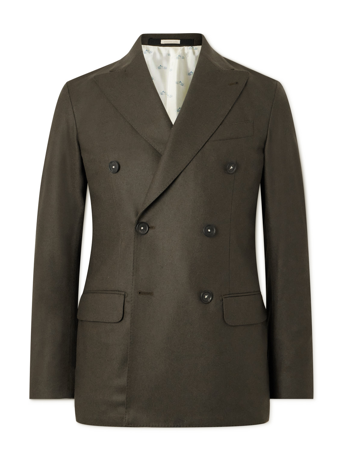 Massimo Alba Monster Double-breasted Wool Blazer In Green