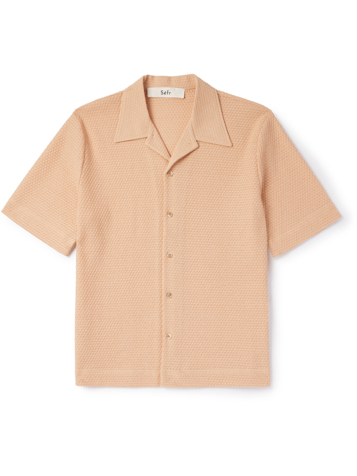 Séfr Noam Camp-collar Waffle-knit Cotton-blend Shirt In Neutrals