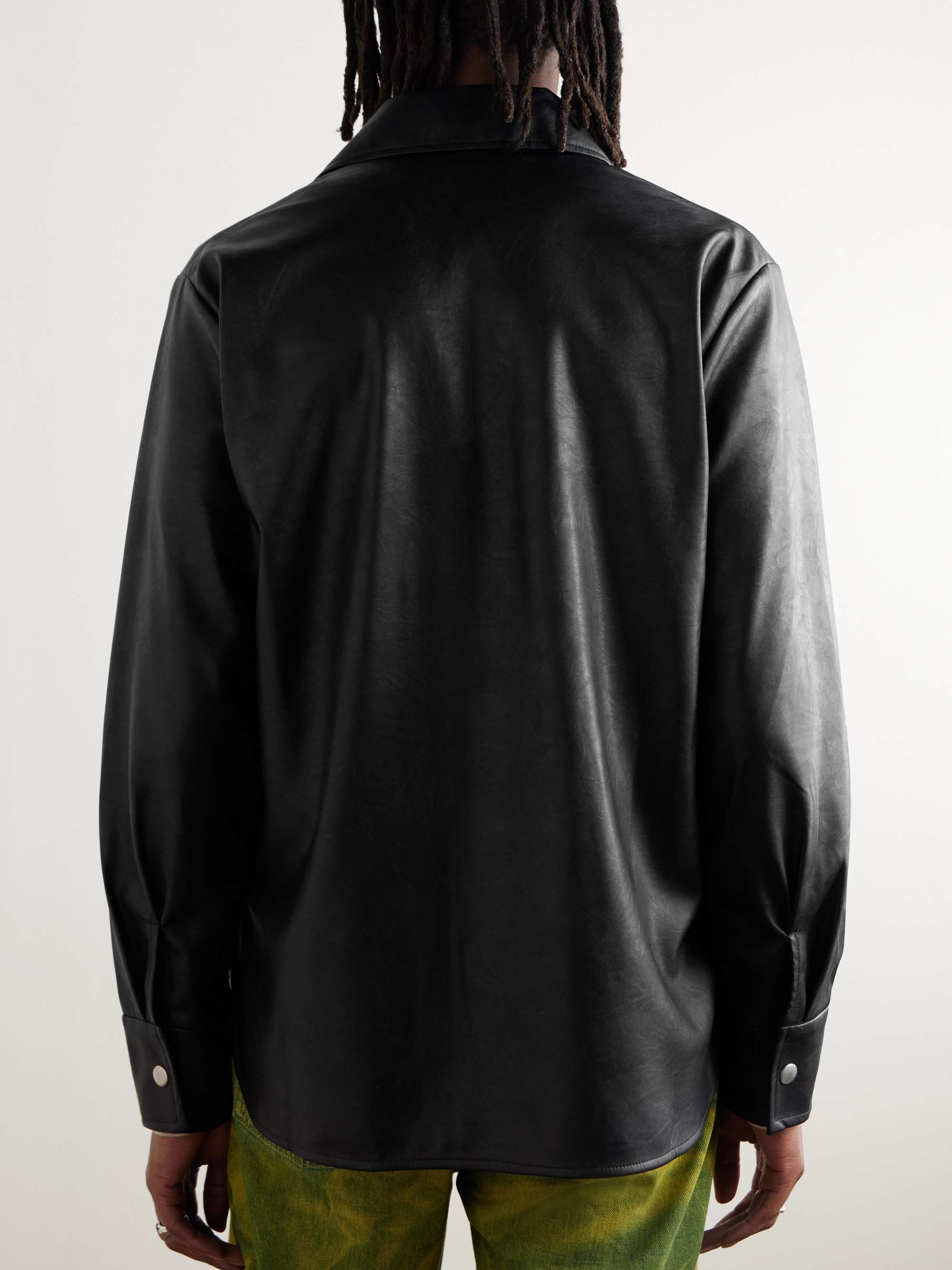 SÉFR Faux Leather Shirt Jacket