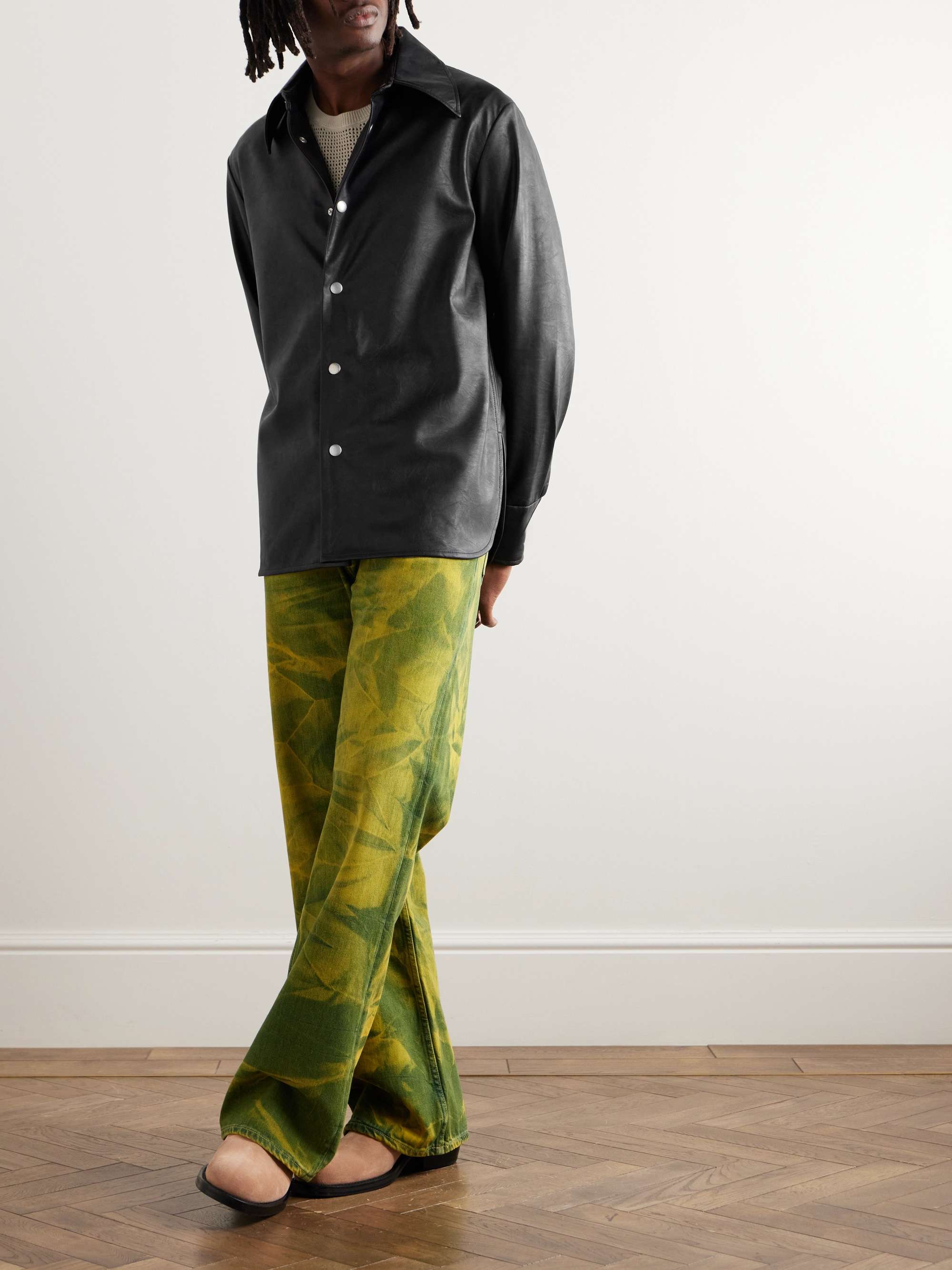 SÉFR Faux Leather Shirt Jacket