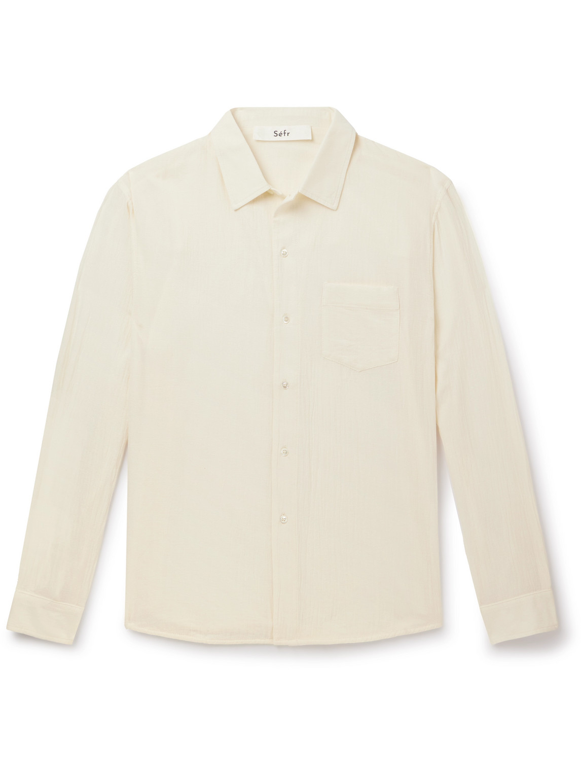 Séfr Leo Textured-cotton Voile Shirt In White