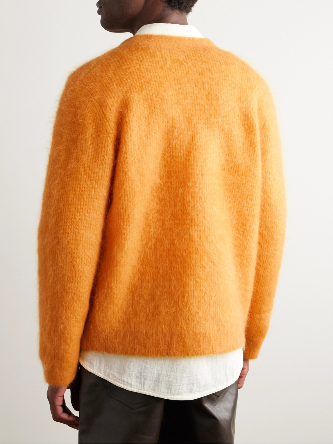 Shop Séfr Kaito Mohair-blend Cardigan In Orange