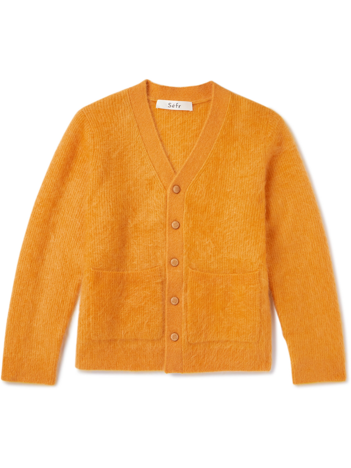 Shop Séfr Kaito Mohair-blend Cardigan In Orange