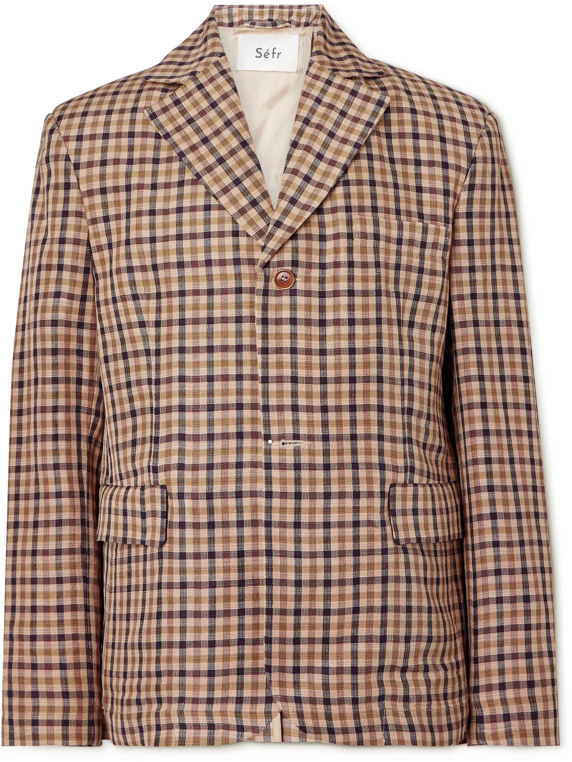 Séfr Bruno Checked Linen-Blend Blazer