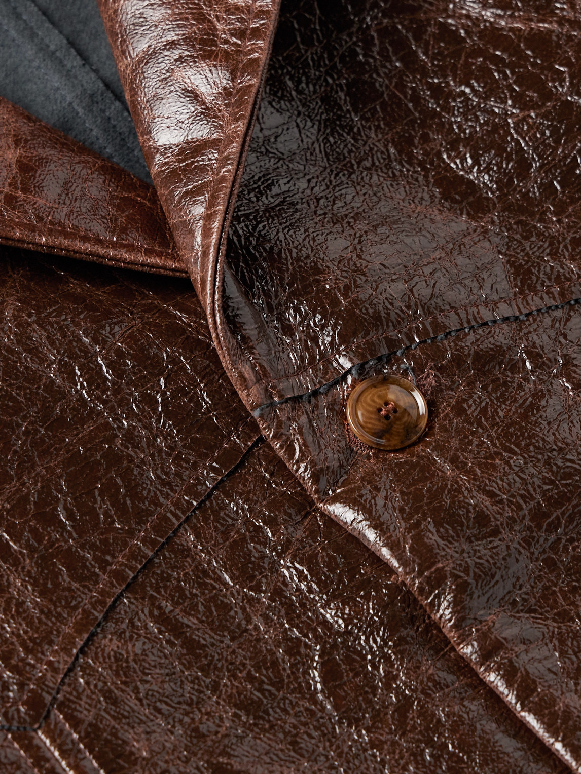 Shop Séfr Jules Crinkled Coated Cotton-blend Jacket In Brown