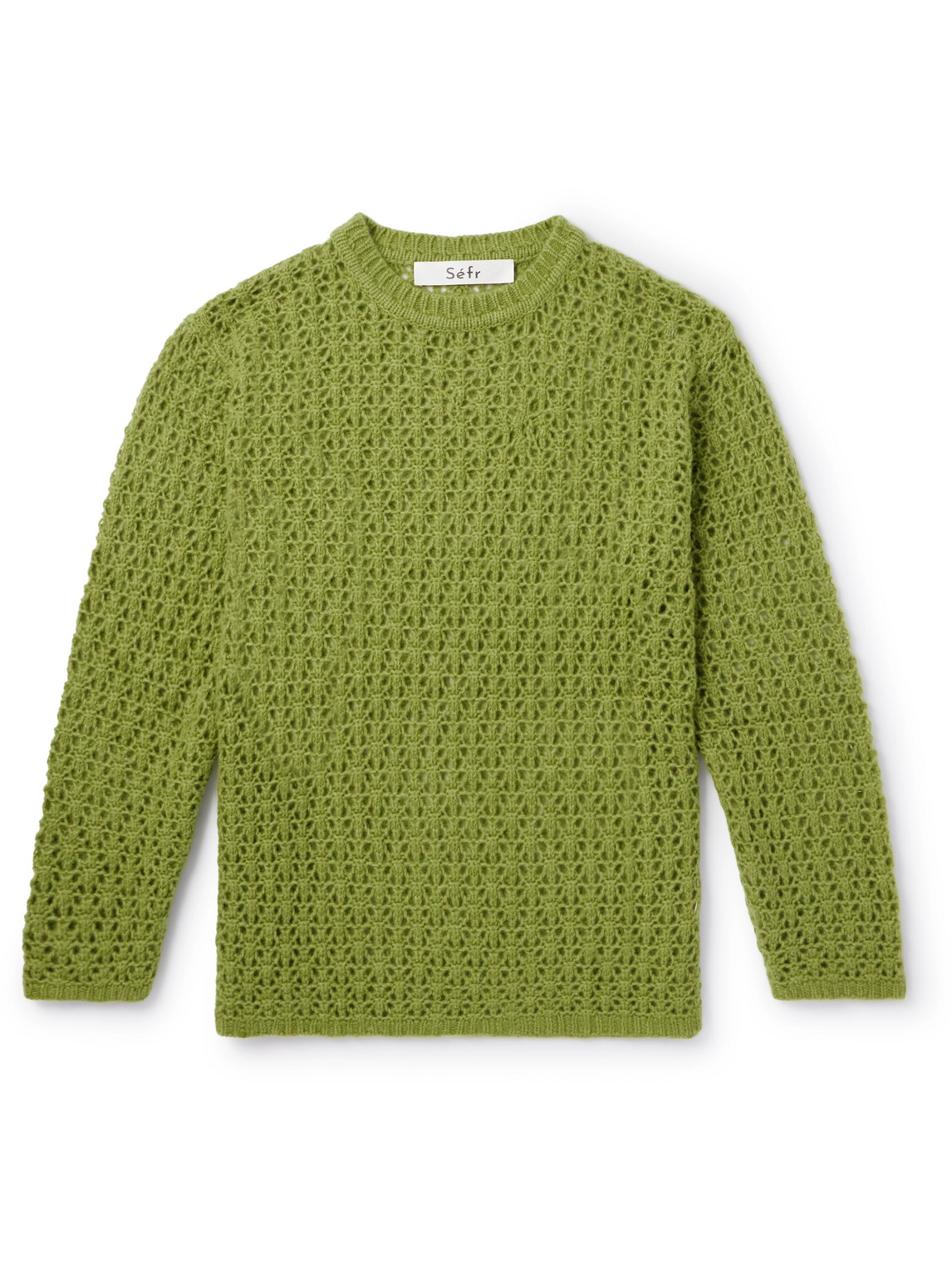 Shop Séfr Aki Open-knit Cashmere Sweater In Green