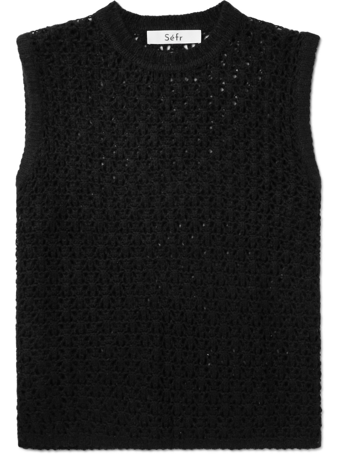 Shop Séfr River Open-knit Cashmere Sweater Vest In Black