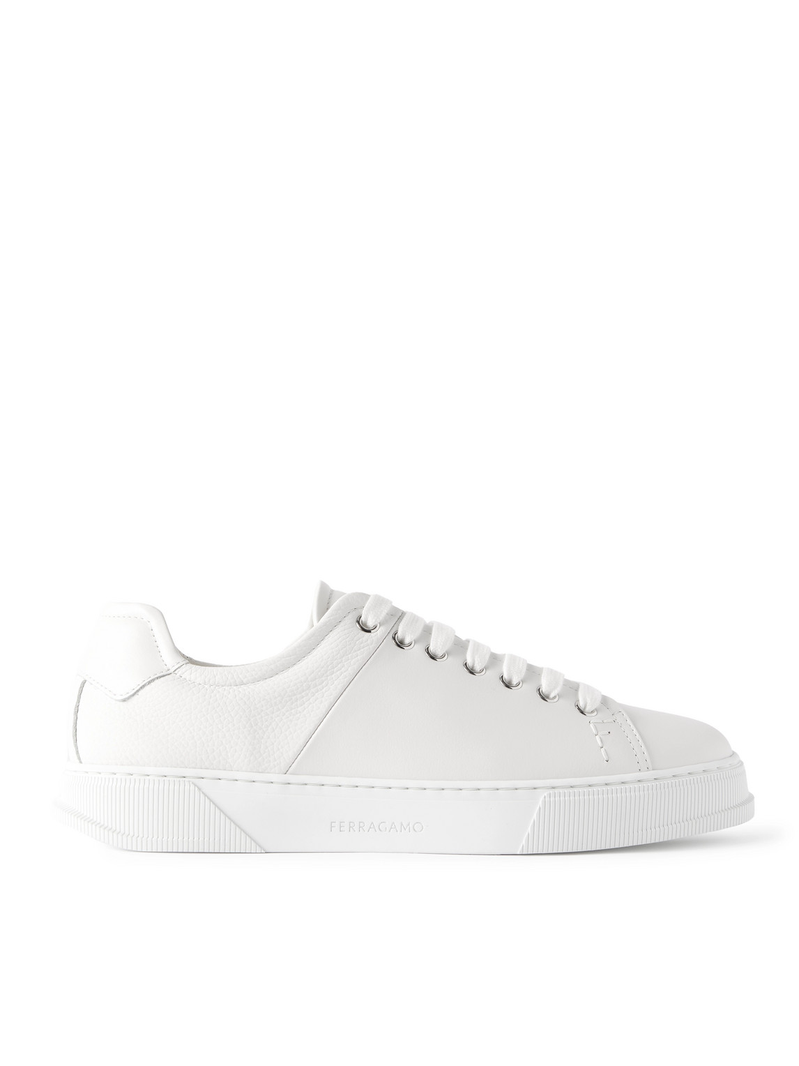 Ferragamo Cube Logo-embroidered Leather Sneakers In Neutrals