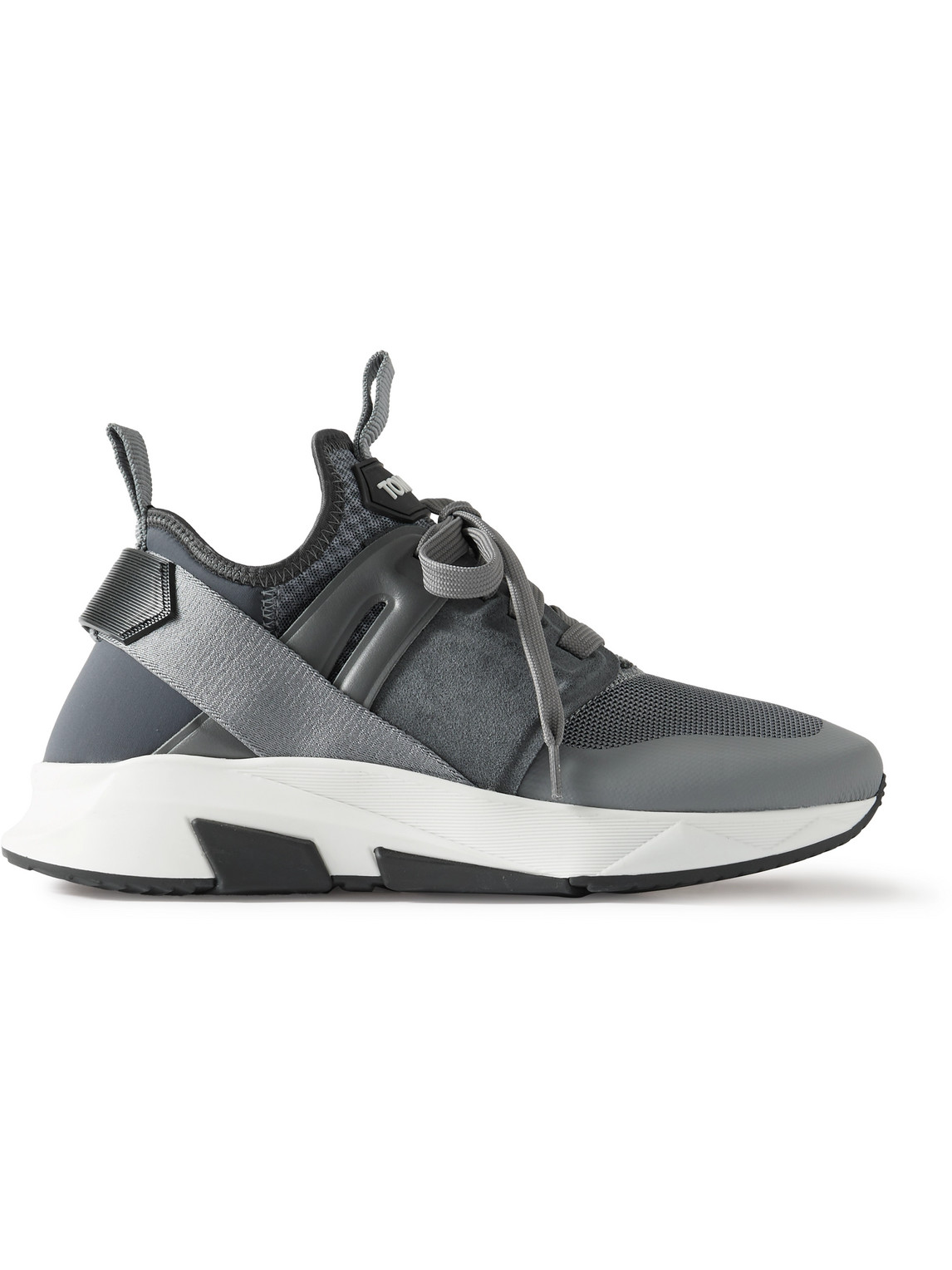 Tom Ford Jago Neoprene, Mesh, Nylon And Leather Sneakers In Gray