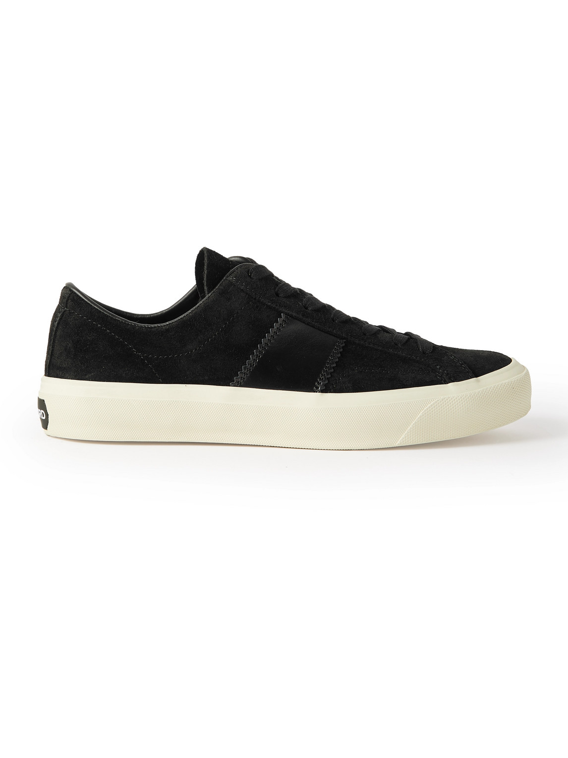 Tom Ford Cambridge Leather-trimmed Suede Sneakers In Black