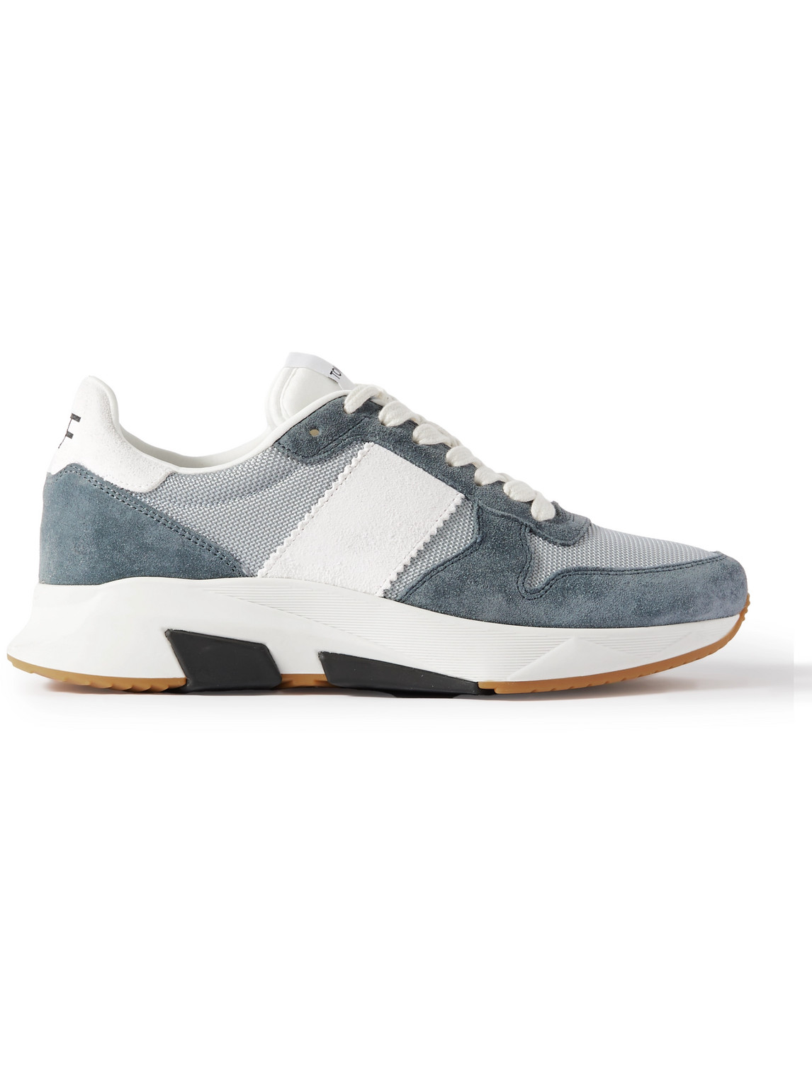 Shop Tom Ford Jagga Suede And Mesh Sneakers In Blue
