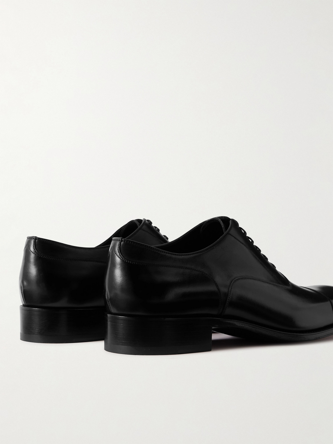 Shop Tom Ford Caydon Burnished-leather Oxford Shoes In Black